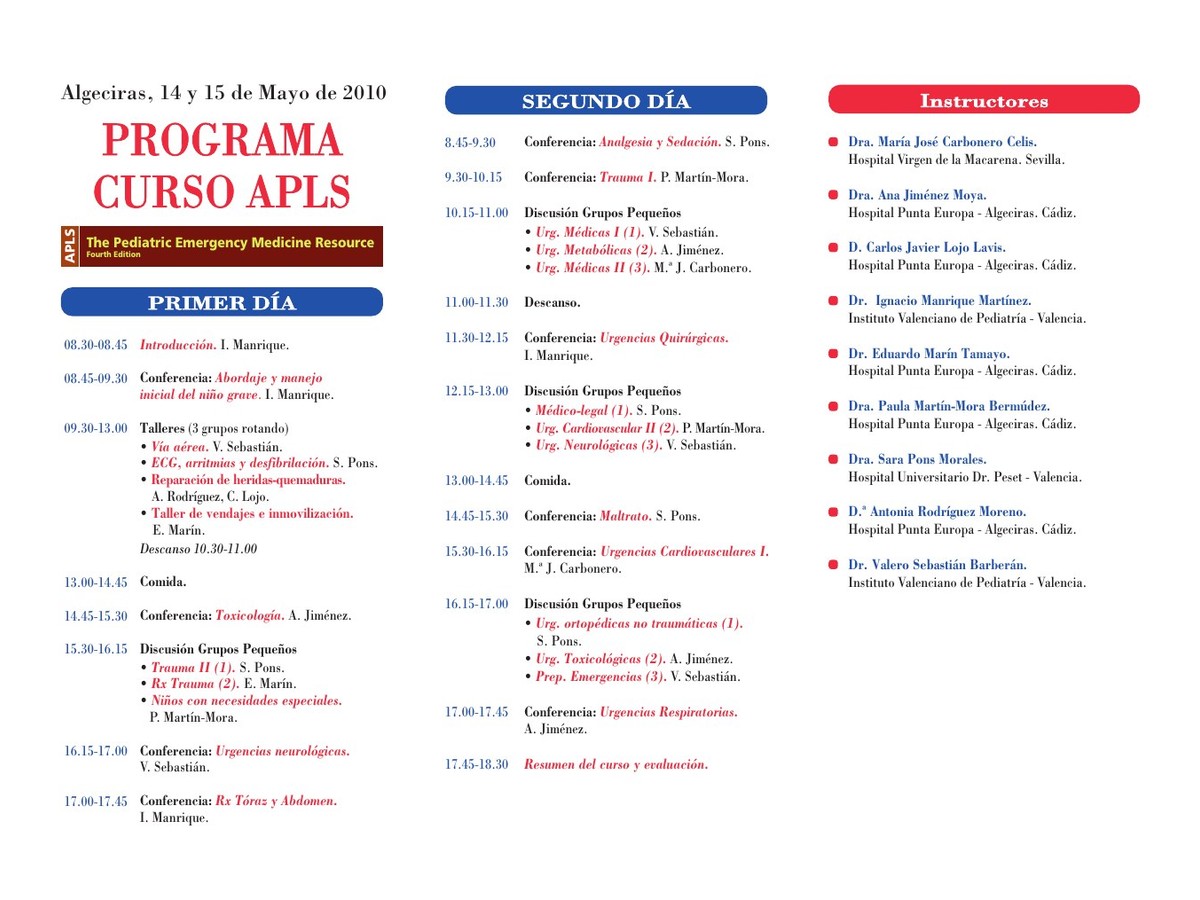 III-A Curso APLS Algeciras, mayo de 2010